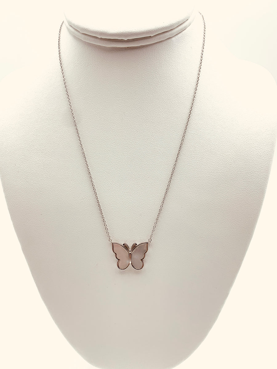 Mother of pearl butterfly necklace | Lily Lough Jewelry