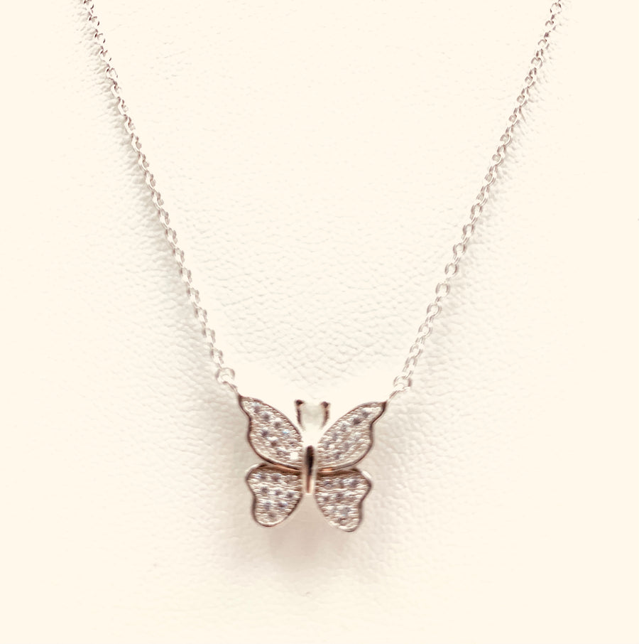 Pave Butterfly Colored Stone Necklace | Adina Eden Jewels