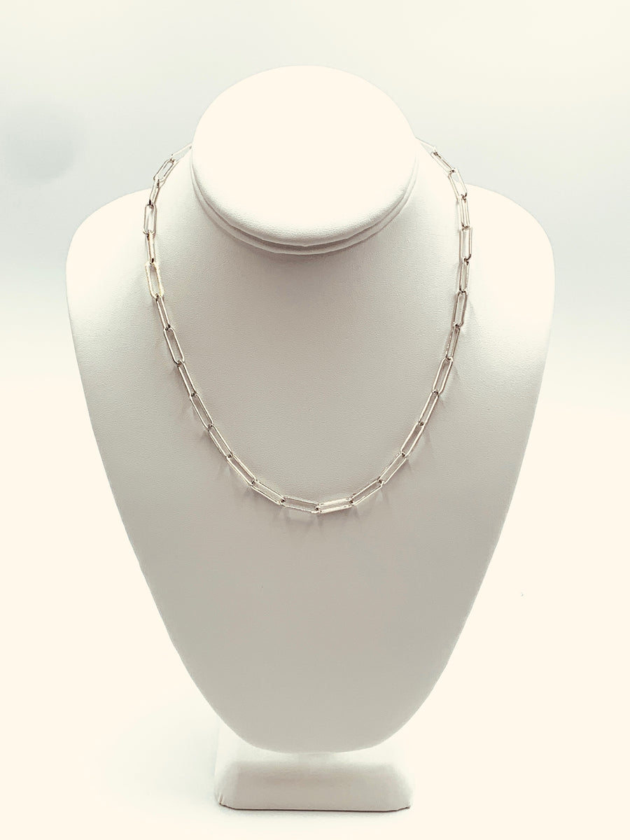 PAPER CLIP LINK COLLECTION-LARGE LINK NECKLACE GOLD PLATED AND SILVER PLATED