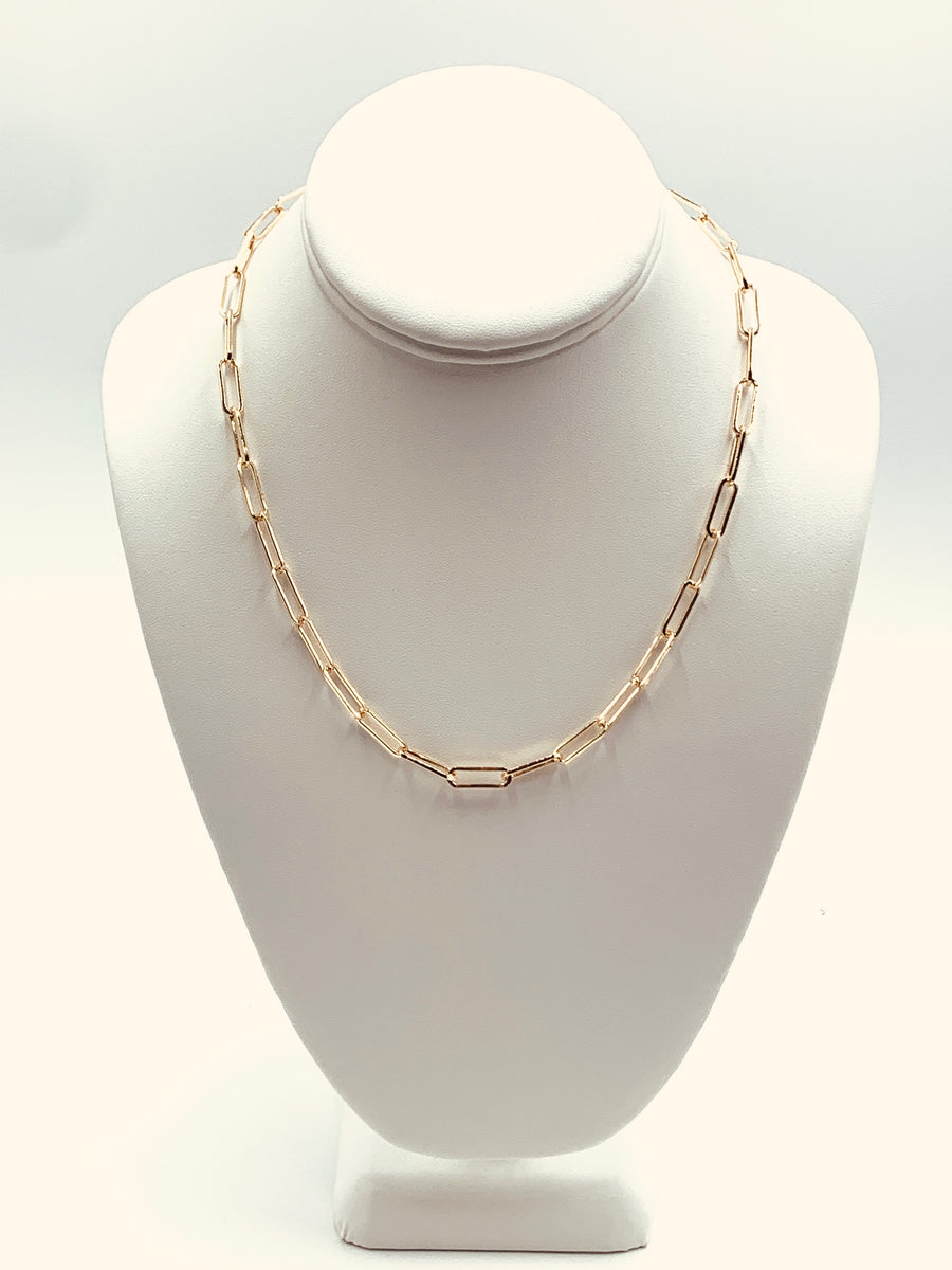 PAPER CLIP LINK COLLECTION-LARGE LINK NECKLACE GOLD PLATED AND SILVER PLATED