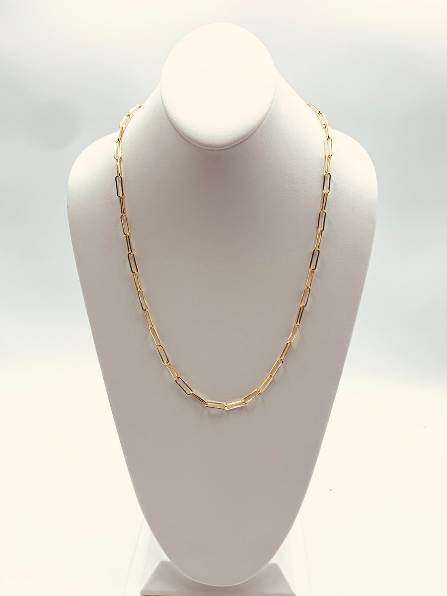 PAPER CLIP LINK COLLECTION-LARGE LINK NECKLACE GOLD PLATED AND SILVER PLATED