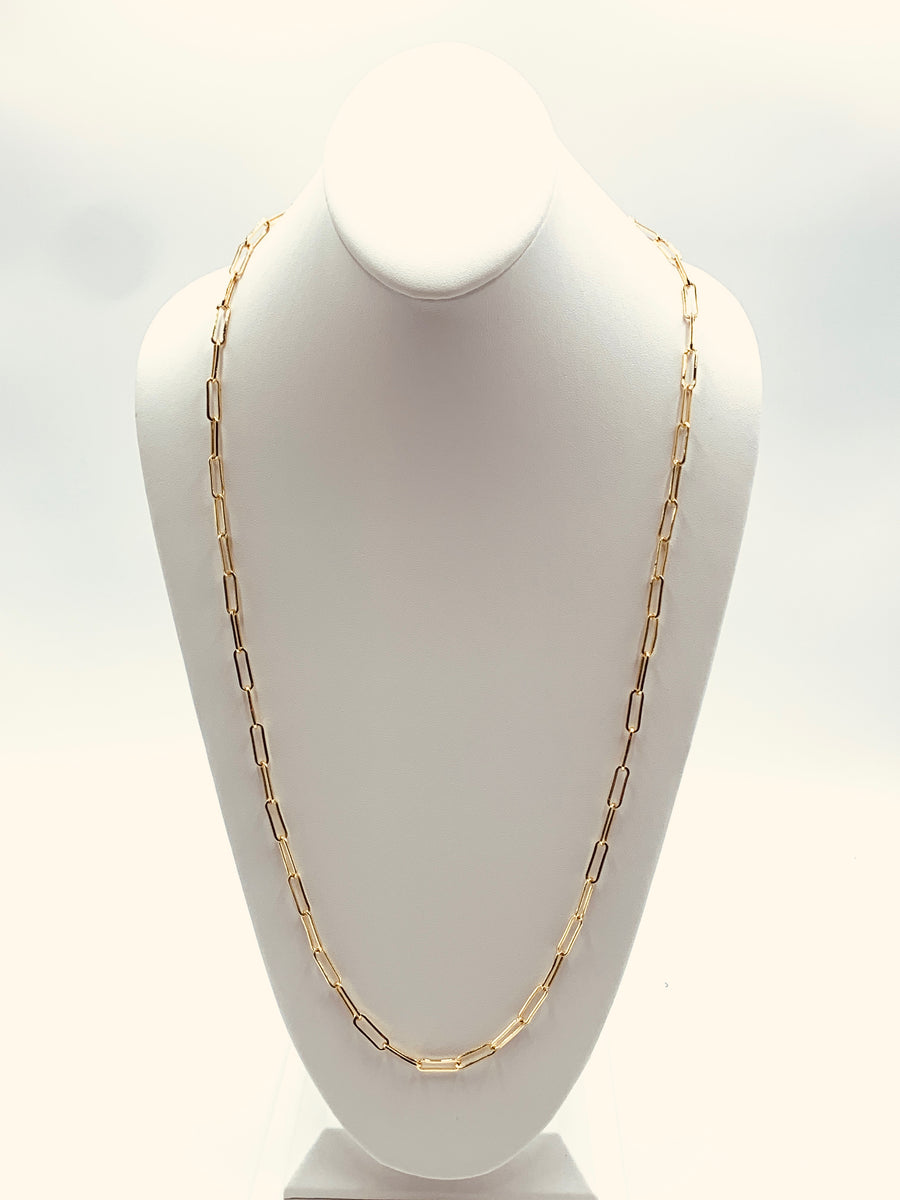 PAPER CLIP LINK COLLECTION-LARGE LINK NECKLACE GOLD PLATED AND SILVER PLATED