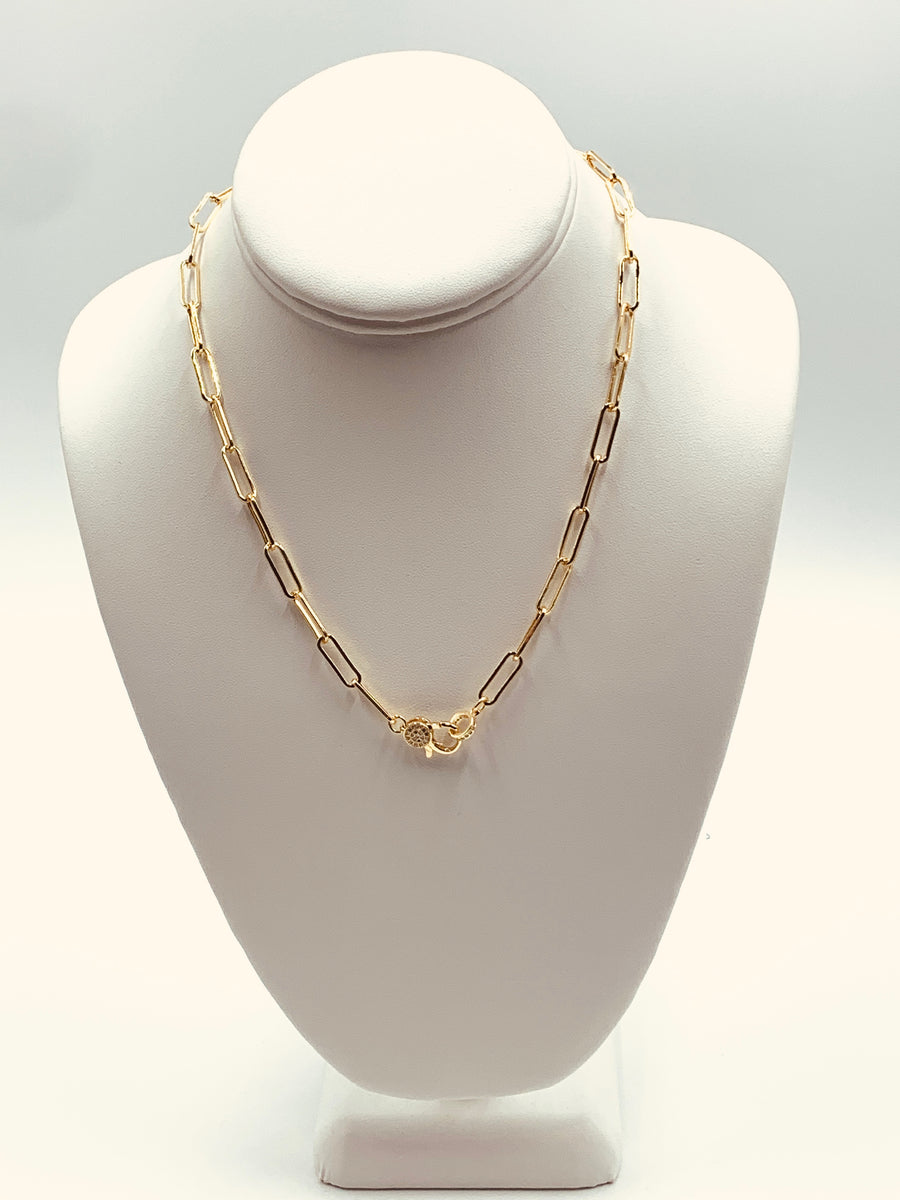 John Lewis Large Link & Stone Drop Layered Necklace, Gold