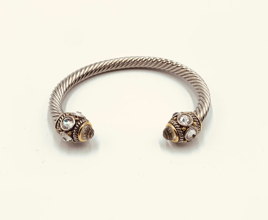CABLE BRACELET COLLECTION-OPEN CABLE BRACELET WITH FANCY 2-TONE TIPS