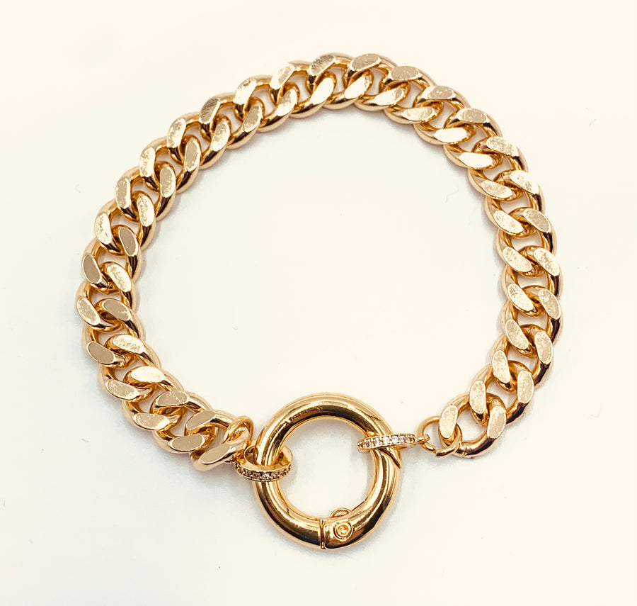 CURB BRACELET COLLECTION- LARGE CURB CHAIN WITH CIRCLE SPRING CLOSURE