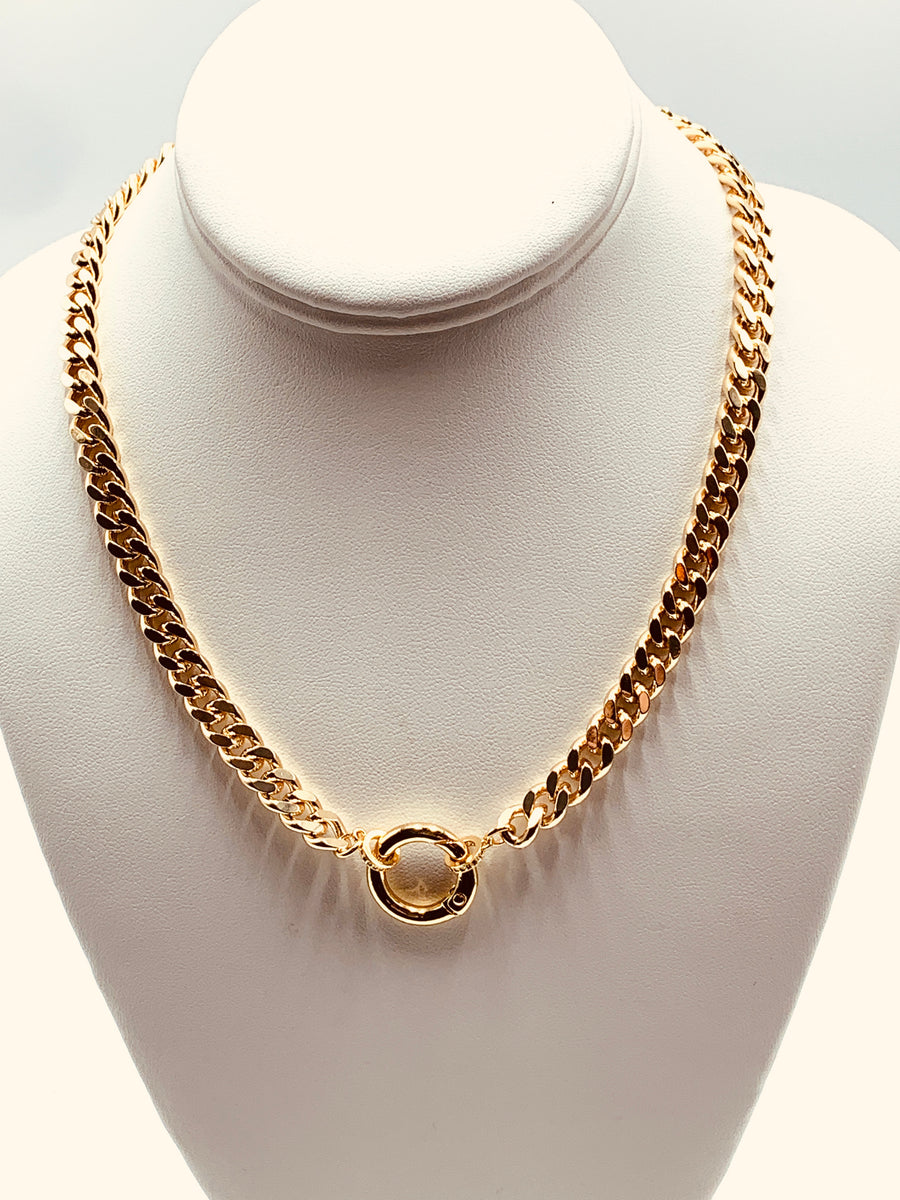 CURB CHAIN COLLECTION-LARGE CURB NECKLACE WITH SPRING RING CLOSURE