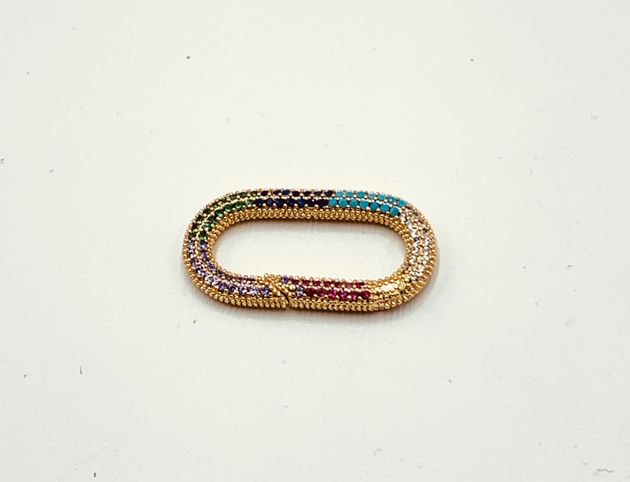 PAPER CLIP LINK CHAIN COLLECTION-EXTRA LARGE SIZE PAPER CLIP NECKLACE WITH MULTI COLOR SPRING GATE OVAL CLOSURE