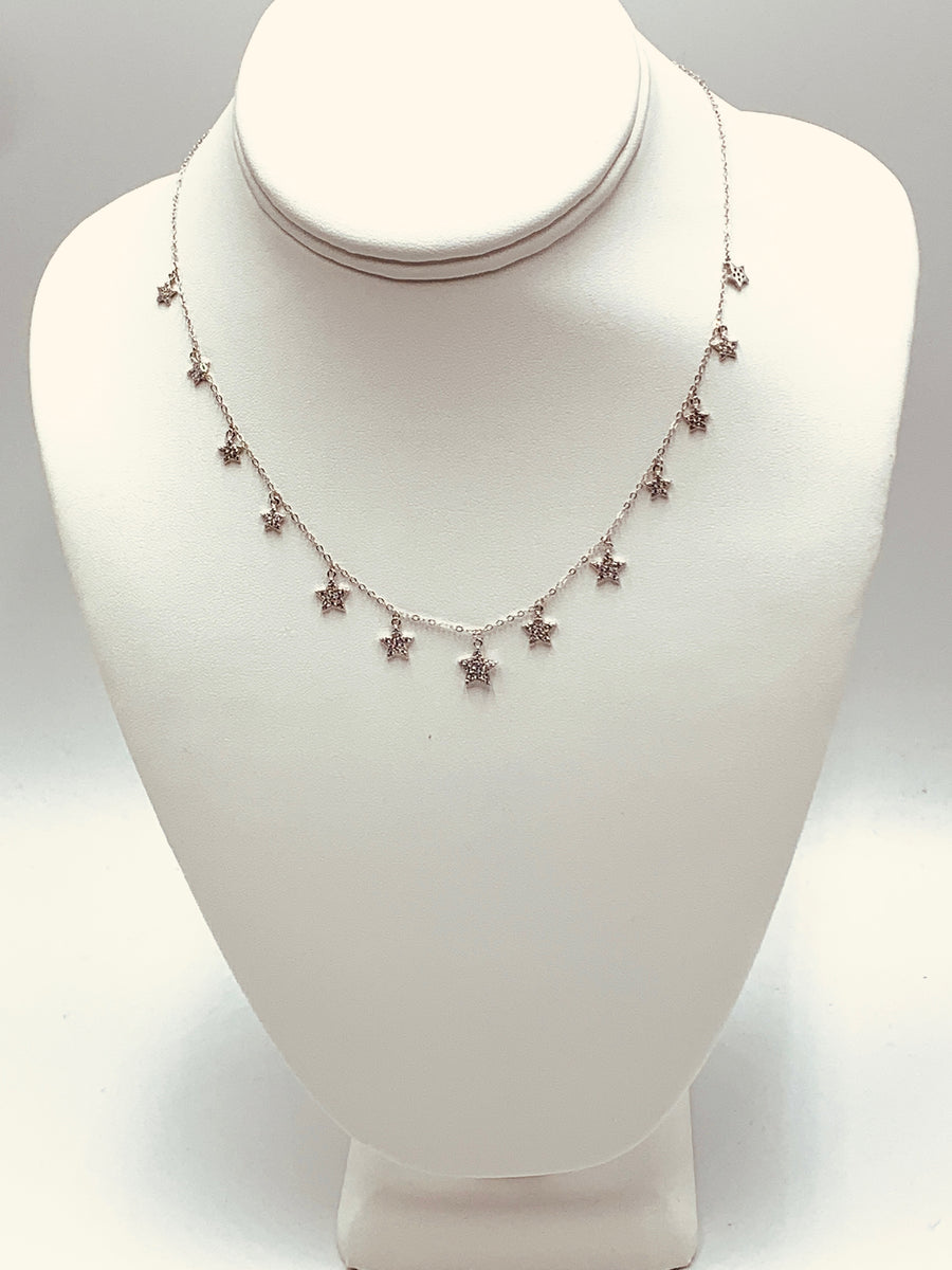 CELESTIAL COLLECTION- 13 DANGLE CZ STAR NECKLACE