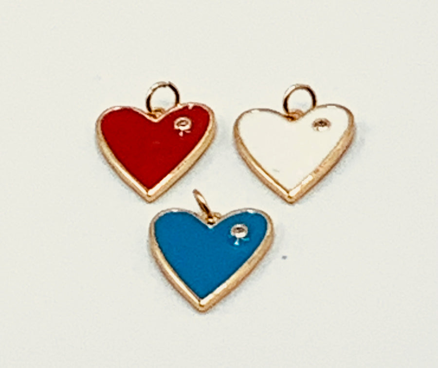 HEART COLLECTION-SMALL ENAMEL HEART WITH CZ CHARM