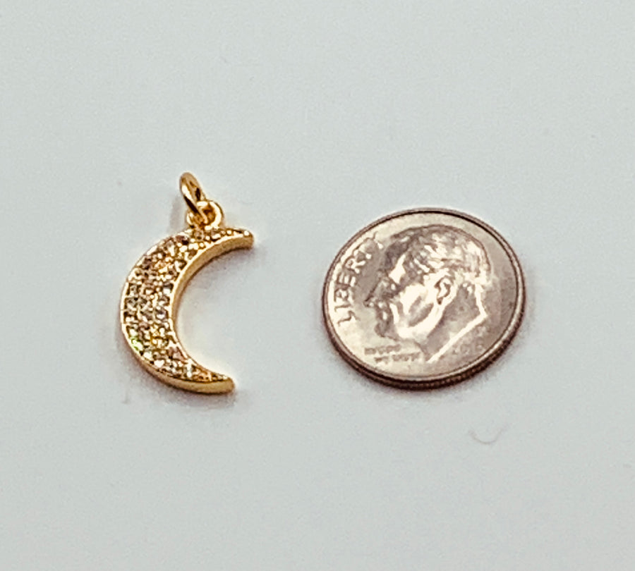 MOON AND STAR CHARM COLLECTIONSMALL PAVE QUARTER MOON CHARM