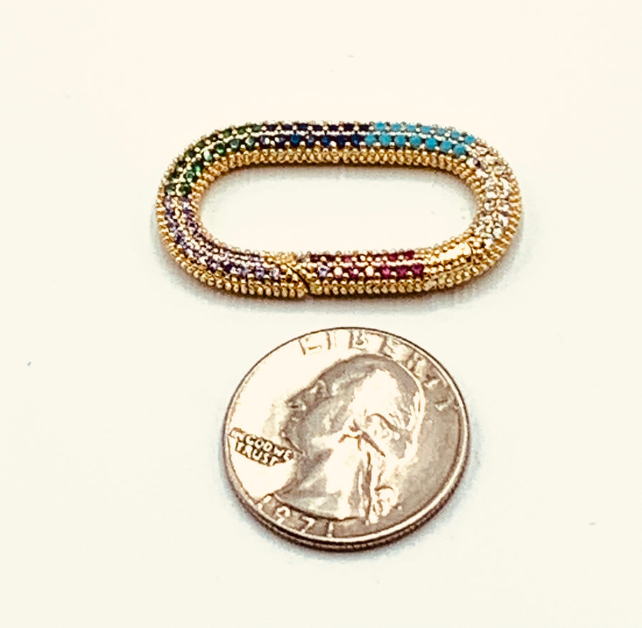 GATE SPRING CLOSURES COLLECTION-LARGE MULTI COLOR GATE SPRING OVAL CLOSURE CHARM