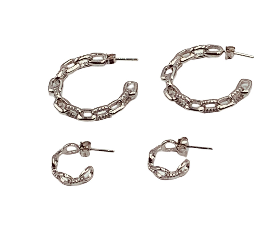PAPER CLIP HOOP EARRINGS COLLECTION- OPEN PAPER CLIP WITH PAVE CZ HOOP EARRINGS