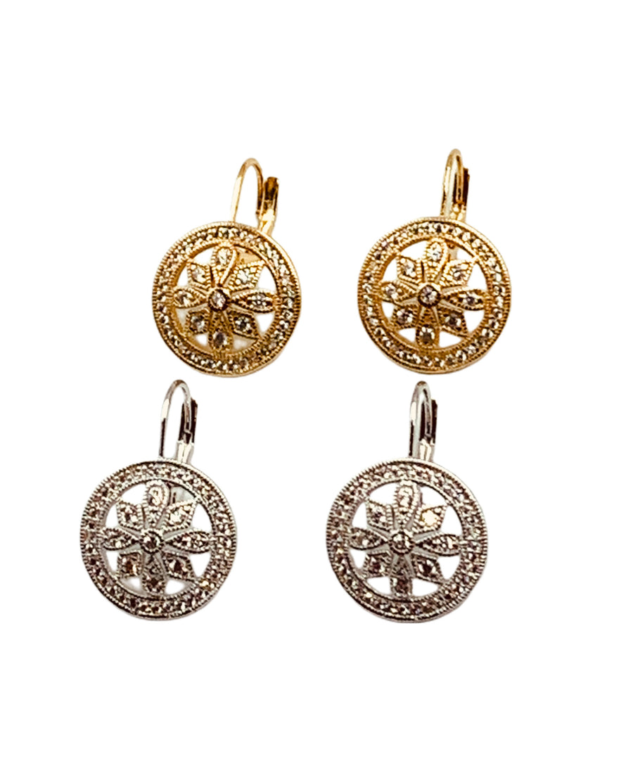 DROP EARRING COLLECTION-DROP EARRING WITH PAVE SNOWFLAKE DESIGN