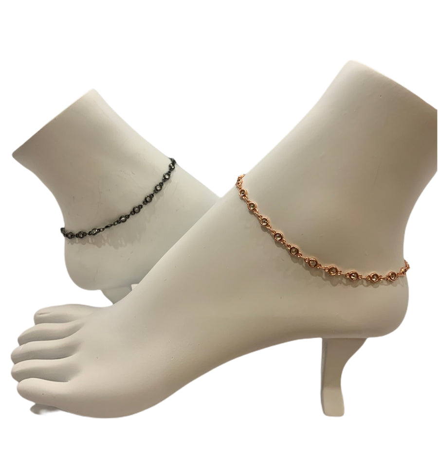 ANKLE BRACELET COLLECTION - CZ LINK COLLECTION -CZ LINK CHAIN ANKLE BRACELET