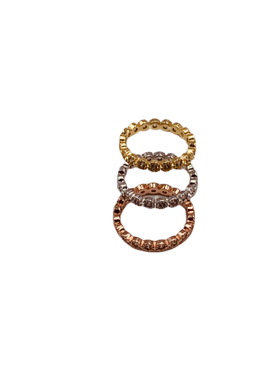 STACKABLE RING COLLECTION- TRICOLOR CZ BANDS