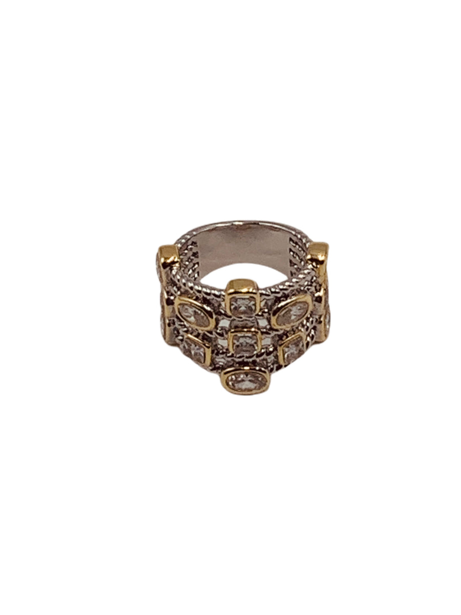 CABLE RING COLLECTION - MULTI LAYER CABLE WITH CLEAR CZ STONES