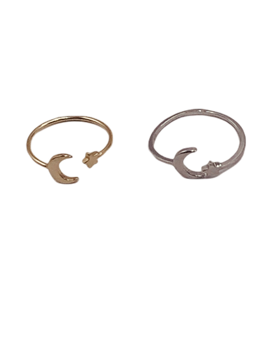 DAINTY RING COLLECTION - MOON AND STAR RINGS