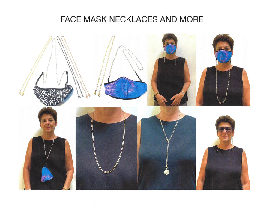 FACE MASK HOLDERS-3 IN ONE VERSATILE NECKLACE-LARGE PAPER CLIP WITH PAVE LOBSTER CLAWS NECKLACE